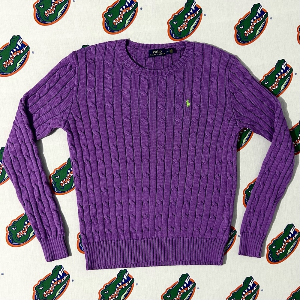 Womens Polo Ralph Lauren Cable Knit Sweater Jacket Size Medium / Large